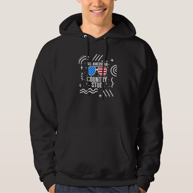 4th Of July All American Country Stud Usa Flag Ind Hoodie (Front)