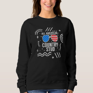 4th Of July All American Country Stud Usa Flag Ind Sweatshirt