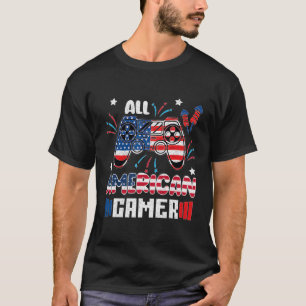 4Th Of July All American Gamer Flag T-Shirt