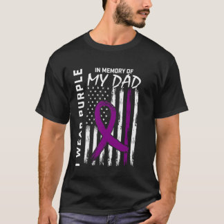 4th of July Alzheimers Awareness Dad American Flag T-Shirt