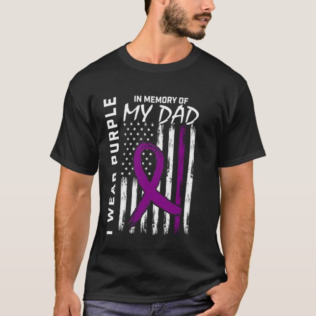 4th of July Alzheimers Awareness Dad American Flag T-Shirt (Front)