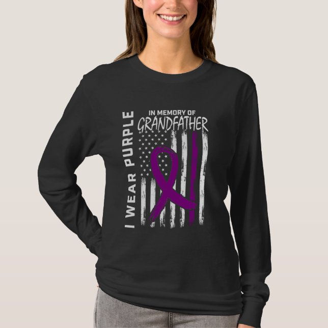 4th of July Alzheimers Awareness Grandfather Ameri T-Shirt (Front)
