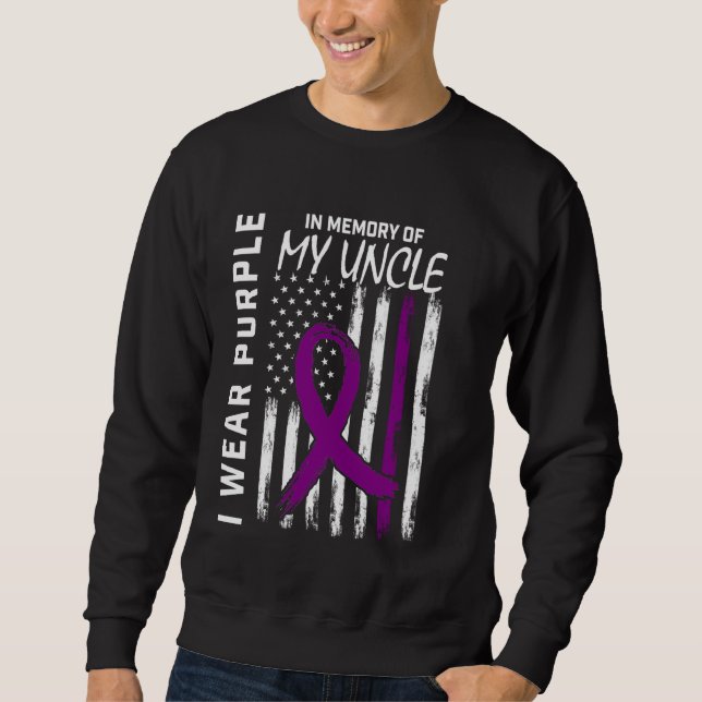 4th of July Alzheimers Awareness Uncle American US Sweatshirt (Front)