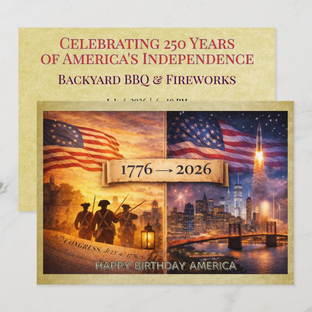4th of July America 1776 to 2026 USA 250th Party Invitation (Front/Back)