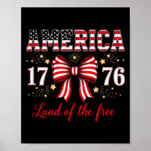 4th of july america coquette bow independence day poster