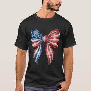 4th Of July America Coquette Bow Usa Flag Independ T-Shirt