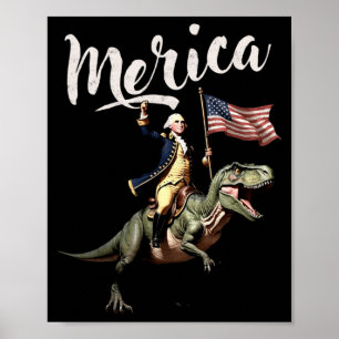 4th Of July America Founding Father Riding A Poster
