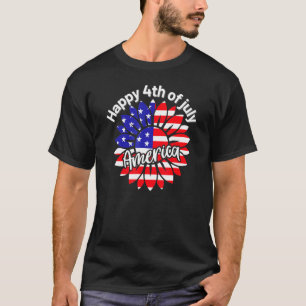 4th Of July America Sunflower Us Patriotic America T-Shirt