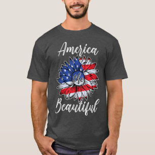 4th Of July America Sunflower US Patriotic America T-Shirt
