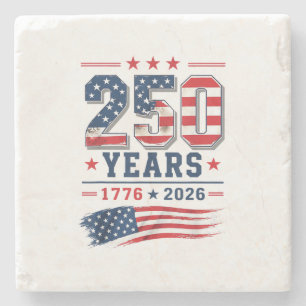 4th of July America US Flag Patriotic 250th Annive Stone Coaster