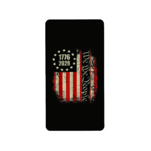 4th of July America US Flag Patriotic Label