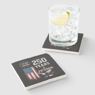 4th of July America US Flag Patriotic Stone Coaster