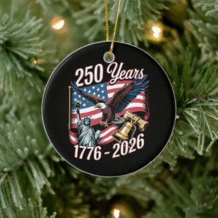 4th of July America US Patriotic Eagle Ceramic Ornament