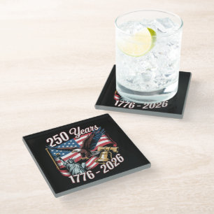 4th of July America US Patriotic Eagle Glass Coaster