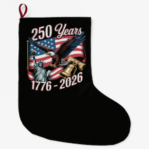 4th of July America US Patriotic Eagle Large Christmas Stocking