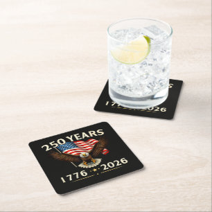 4th of July America US Patriotic Eagle Square Paper Coaster