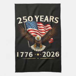 4th of July America US Patriotic Eagle Tea Towel