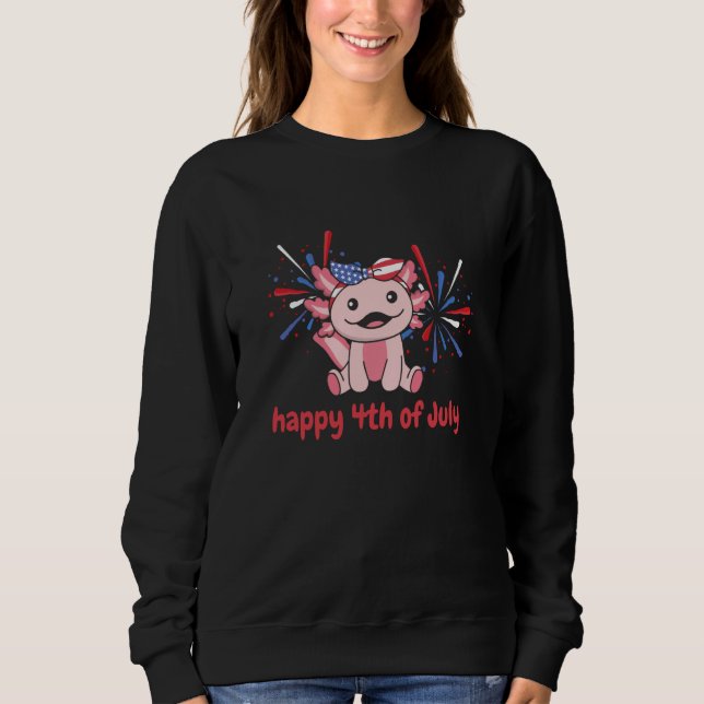 4th Of July American Axolotl For Kids Cute Usa Axo Sweatshirt (Front)