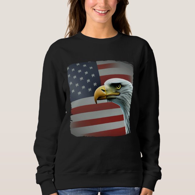 4th of July American Bald Eagle Had On USA Flag Sweatshirt (Front)