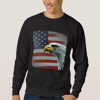 4th of July American Bald Eagle Had On USA Flag Sweatshirt