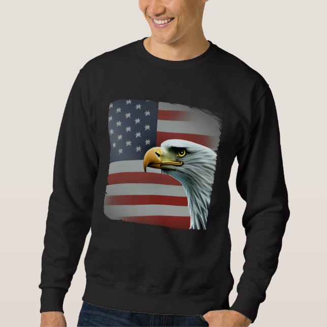 4th of July American Bald Eagle Had On USA Flag Sweatshirt (Front)