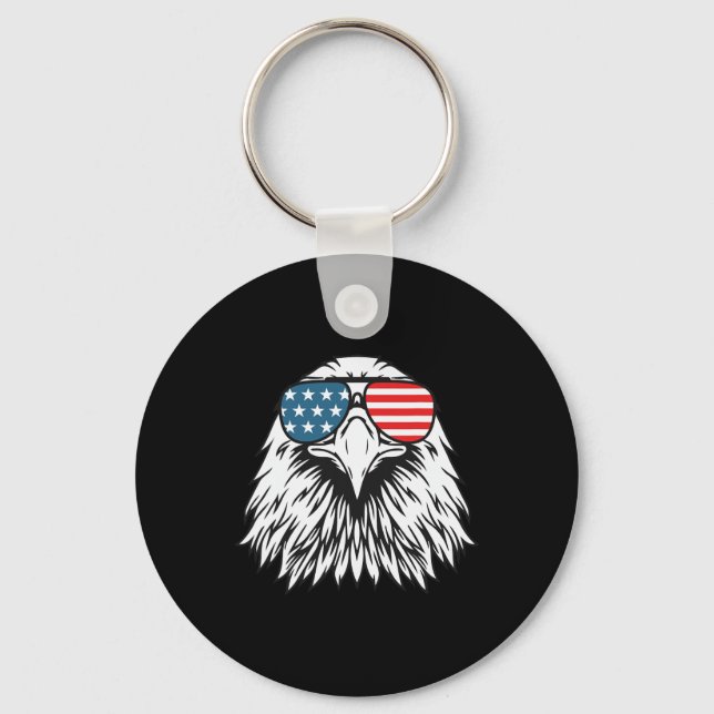 4th Of July American Byld Eagle Flag- Independence Key Ring (Front)
