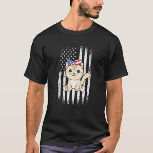 4th Of July American Cat For Kids Cute Usa Cat  14 T-Shirt