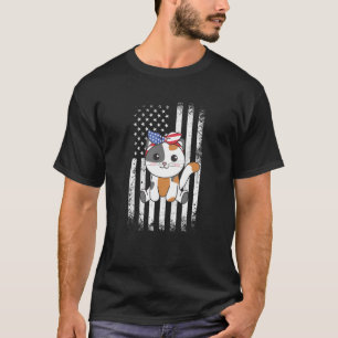 4th Of July American Cat For Kids Cute Usa Cat 21 T-Shirt