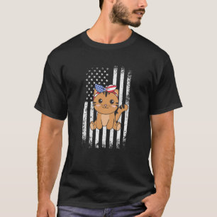 4th Of July American Cat For Kids Cute Usa Cat  22 T-Shirt