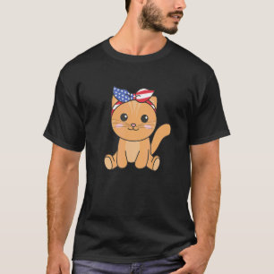4th Of July American Cat For Kids Cute Usa Cat 4 T-Shirt