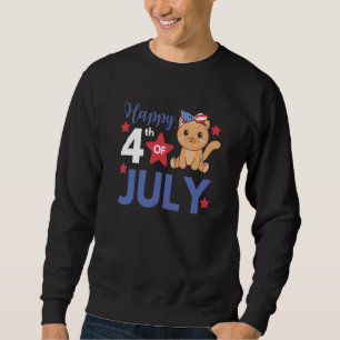 4th Of July American Cat For Kids Cute Usa Cat  6 Sweatshirt