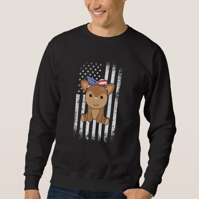 4th Of July American Deer For Kids Cute Usa Deer   Sweatshirt (Front)