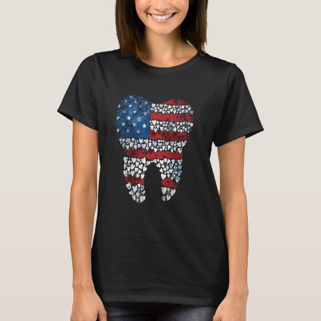4th Of July American Dental Teeth US Flag Patrioti T-Shirt (Front)