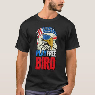 4th Of July American Flag Bald Eagle Mullet Play F T-Shirt