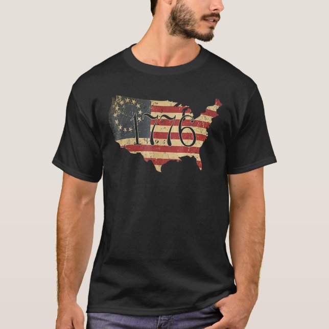 4th Of July American Flag Betsy Ross 1776 Men Wome T-Shirt (Front)
