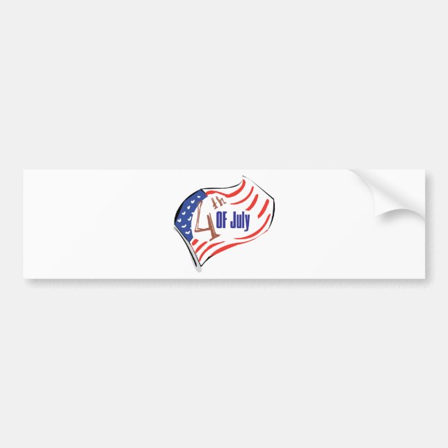 4th of July American Flag Bumper Sticker (Front)