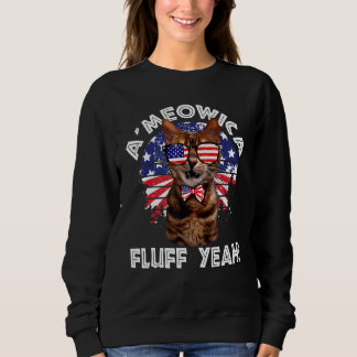 4th Of July American Flag Cat Ameowica Fluff Yeah Sweatshirt