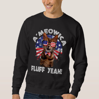 4th Of July American Flag Cat Ameowica Fluff Yeah Sweatshirt