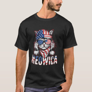 4th of July American Flag Cat Independence Day Pro T-Shirt