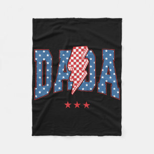 4th Of July American Flag Chequered Dada Lightning Fleece Blanket