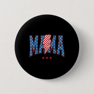 4th Of July American Flag Chequered Mama Lightning 6 Cm Round Badge