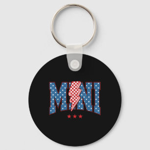 4th Of July American Flag Chequered Mini Lightning Key Ring