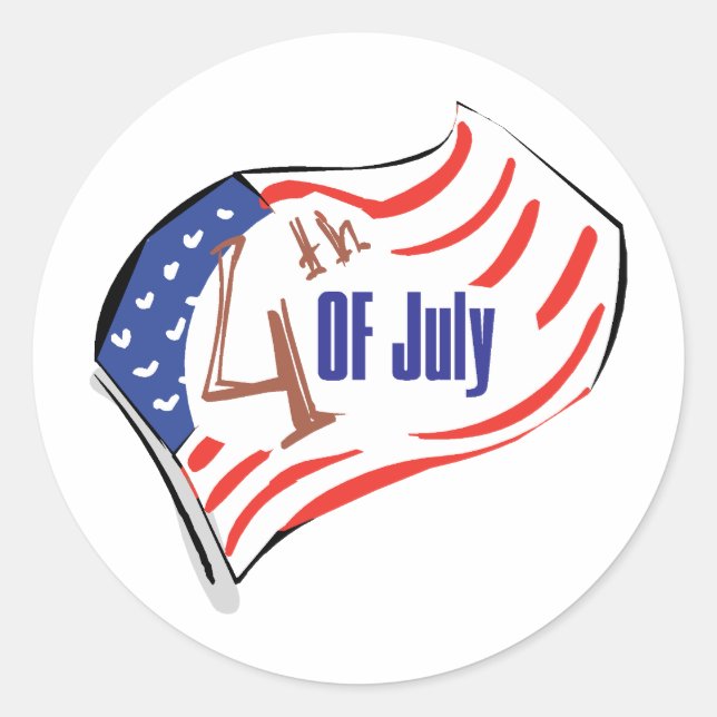 4th of July American Flag Classic Round Sticker (Front)