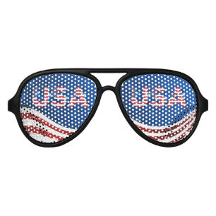 4th of July American Flag Colours & USA Aviator Sunglasses