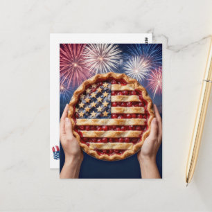 4th of July American Flag Crust on a Cherry Pie Postcard