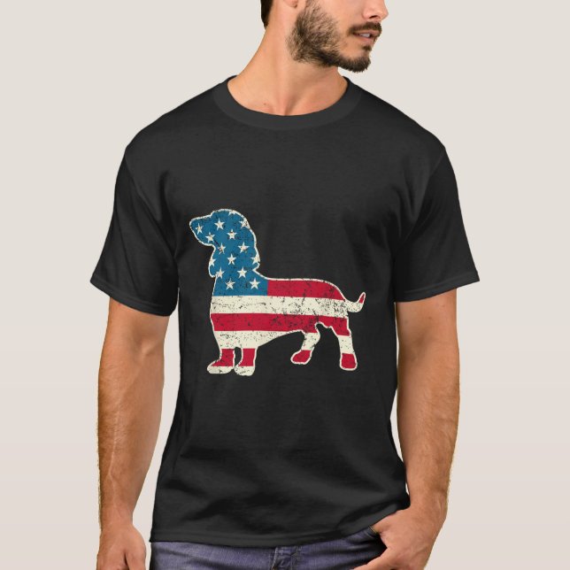 4th Of July American Flag Dog Lovers Men Women Usa T-Shirt (Front)