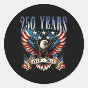 4th Of July American Flag Eagle Vintage 250 Years  Classic Round Sticker