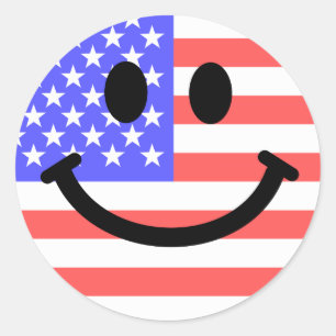 4th of July American Flag face Classic Round Sticker