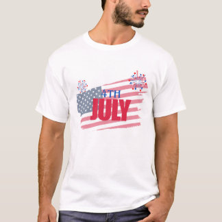 4th of July American Flag Fireworks T-Shirt | Inde