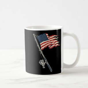 4th of July American Flag Fishing Rod Patriotic Coffee Mug